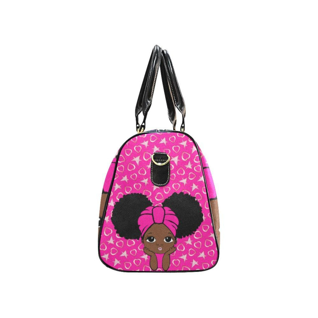 Custom Diaper Tote Bag | Adorable African American Baby Girl Natural Pigtails And Head Wrap Pink