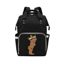 Load image into Gallery viewer, Designer Diaper Bag - Ethnic African American King Baby Boy - Black Multi-Function Backpack