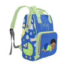 Load image into Gallery viewer, Diaper Bag Backpack | Cutest Sleepy African American Baby Boy With Bling Waterproof Backpack