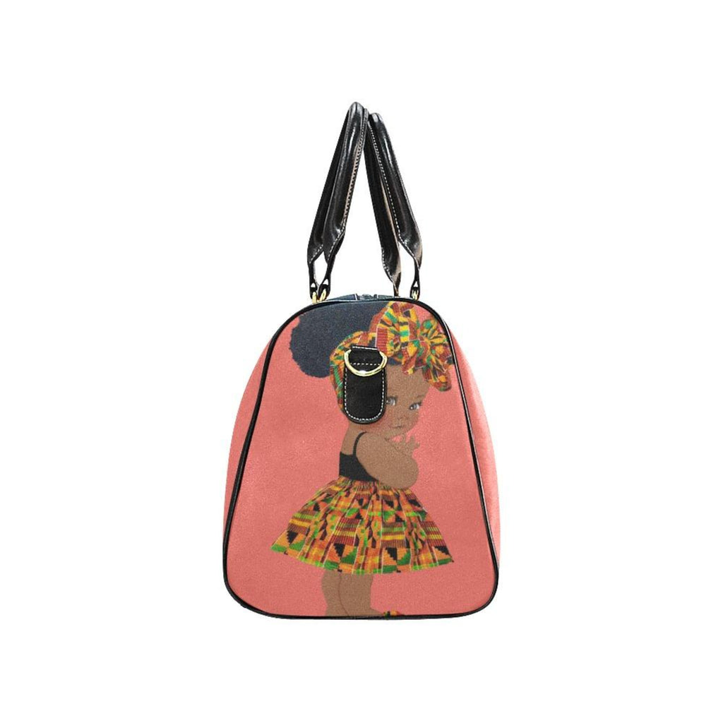 Custom Diaper Tote Bag - Ethnic Super Cute African American Baby Girl - Coral Travel Tote Baby Bag