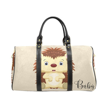 Custom Diaper Tote Bag - Super Cute Cartoon Hedgehog On Tan - Diaper Travel Bag