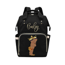 Load image into Gallery viewer, Designer Diaper Bag - Ethnic African American King Baby Boy - Black Multi-Function Backpack