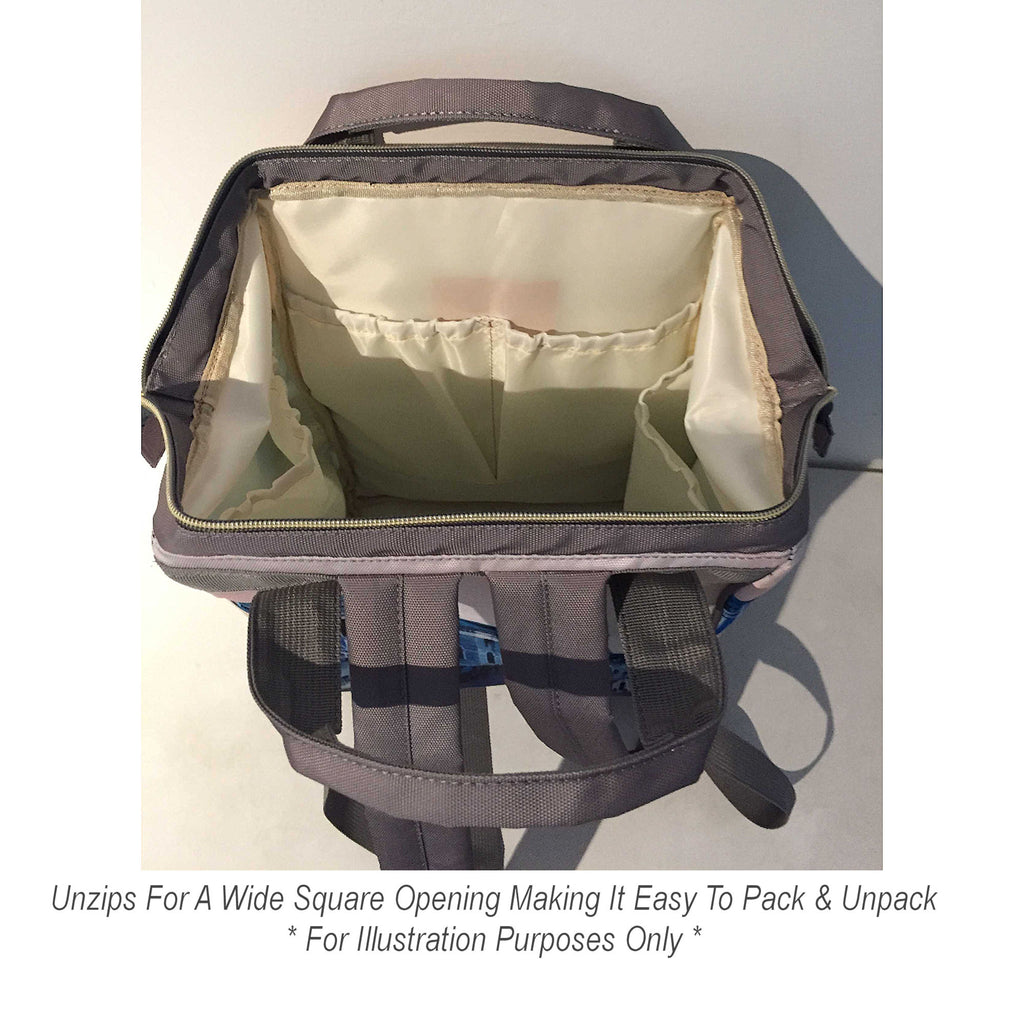 Designer Baby Bag With Cute Cartoon Dinosaurs - Waterproof Multifunction Backpack in Black