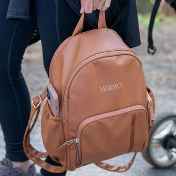 MoDRN Eloise Let's Go Mini Backpack Diaper Bag, Brown