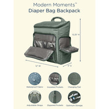 Load image into Gallery viewer, Modern Moments by Gerber Diaper Bag with Changing Station &amp; Insulated Pocket, Green