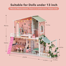 Load image into Gallery viewer, ROBOTIME Wooden Dollhouse Spring Garden Dreamhouse for Kids Toddler with Light