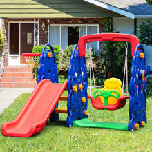 Load image into Gallery viewer, 3-in-1 Junior Children Freestanding Design Climber Slide Swing Seat Basketball Hoop
