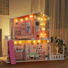 Load image into Gallery viewer, ROBOTIME Wooden Dollhouse Spring Garden Dreamhouse for Kids Toddler with Light