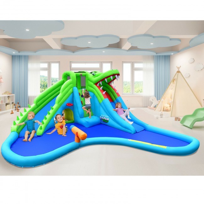 7 in 1 Inflatable Bounce House with Splashing Pool and Slide