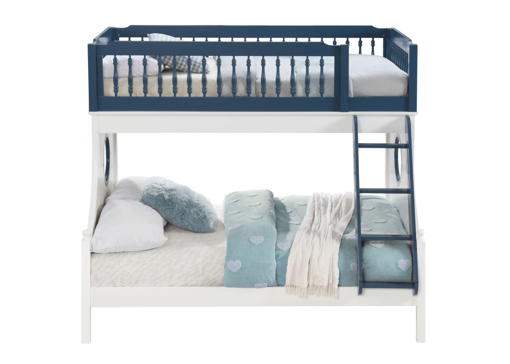 ACME Farah Twin/Full Bunk Bed, Navy Blue & White Finish