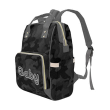 Load image into Gallery viewer, Designer Diaper Bags - Backpack Baby Bag Black And Gray Camouflage Boys Multi-Function Backpack