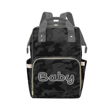 Load image into Gallery viewer, Designer Diaper Bags - Backpack Baby Bag Black And Gray Camouflage Boys Multi-Function Backpack