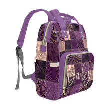 Load image into Gallery viewer, Diaper Bag Backpack - Soft Purple, Tan And Gold Quiltwork Diaper Bag Backpack