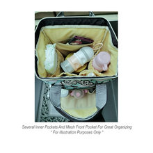 Load image into Gallery viewer, Designer Diaper Bags - Cute Cowgirl With Brown Cow Print On Soft Pink Waterproof Diaper Bag