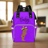 Designer Diaper Bag - Ethnic King African American Baby Boy - Royal Purple Multi-Function Backpack