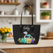 Load image into Gallery viewer, Leather Tote Bag Dinosaur Personalized For Baby Genuine Cross Grain Leather for Baby Shower Gifting for Her Mommy Bag Tote for Baby