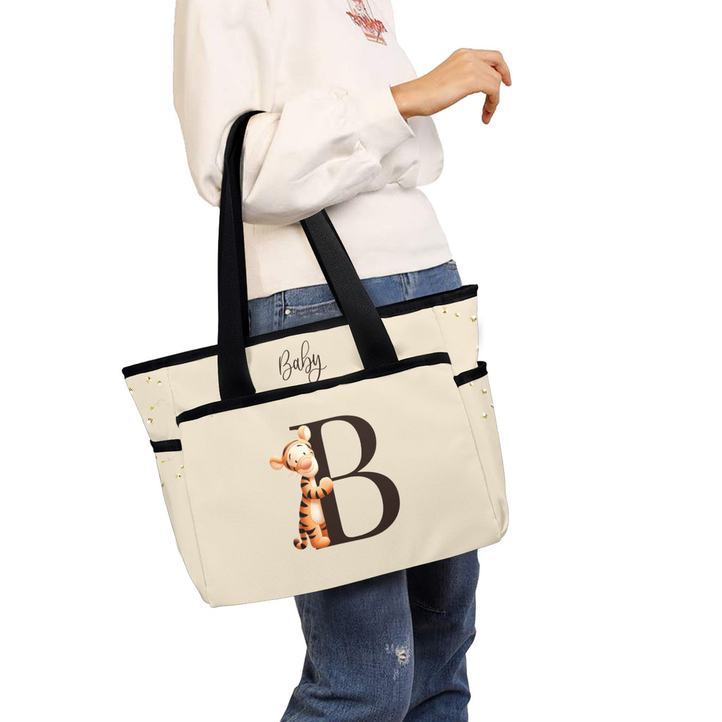 Tigger and Pooh Monogram Tote Custom Diaper Tote Bag Large Capacity