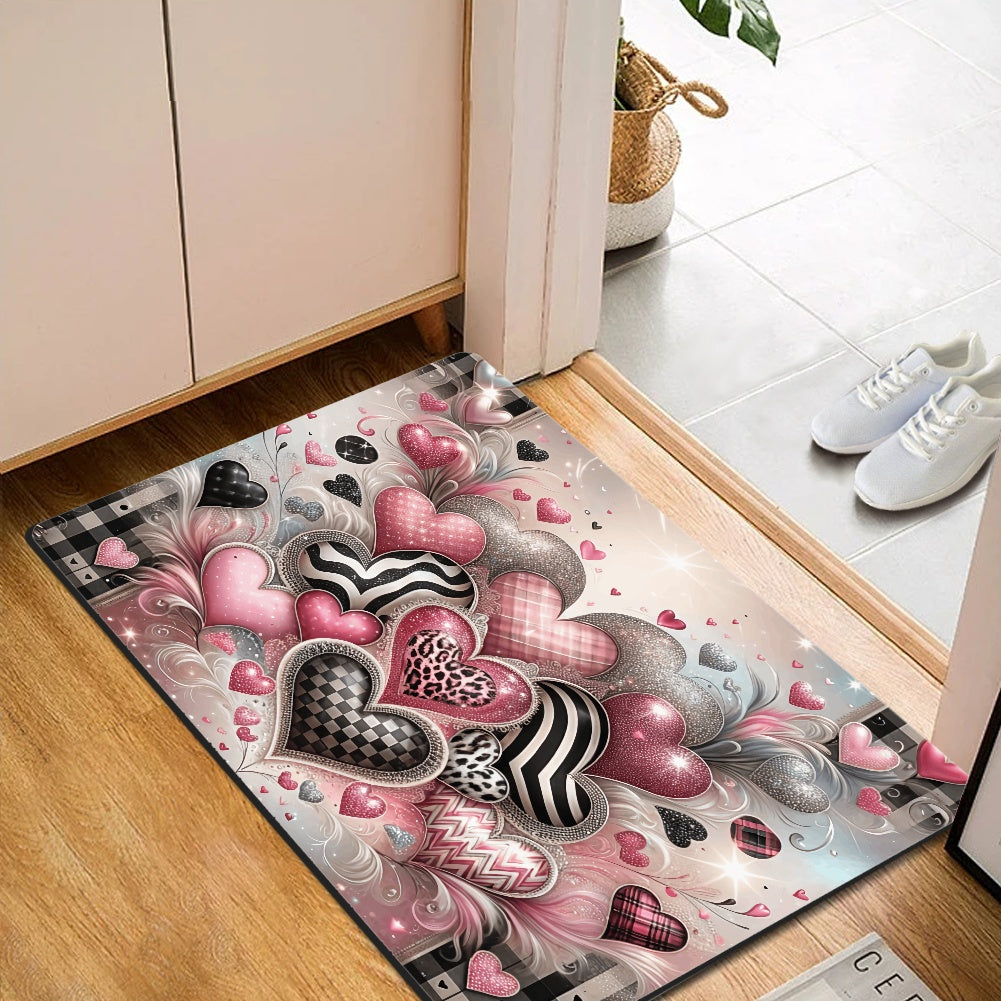 Hearts 5 Thin rectangular floor mat