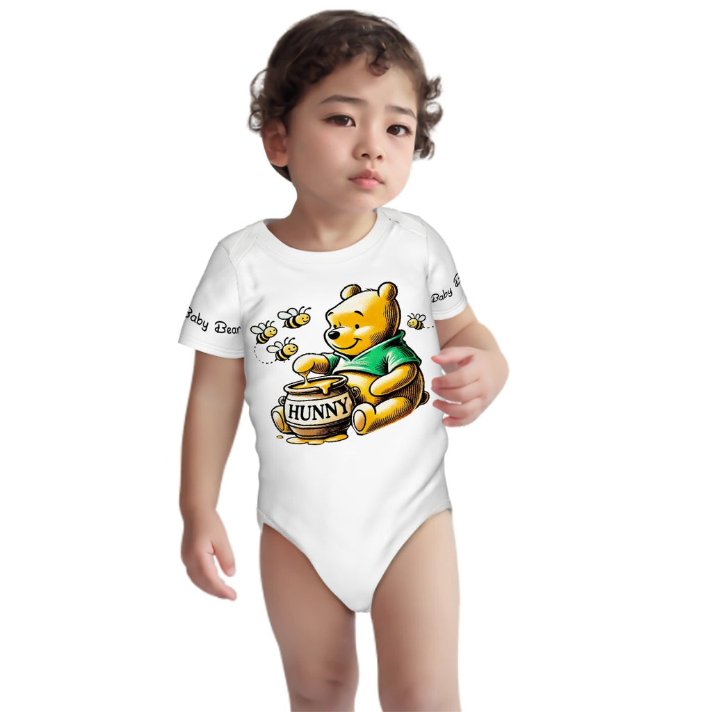 Baby Onesie® Cotton Short Sleeve Pooh Baby Bear Bodysuit Newborn To 2T, White