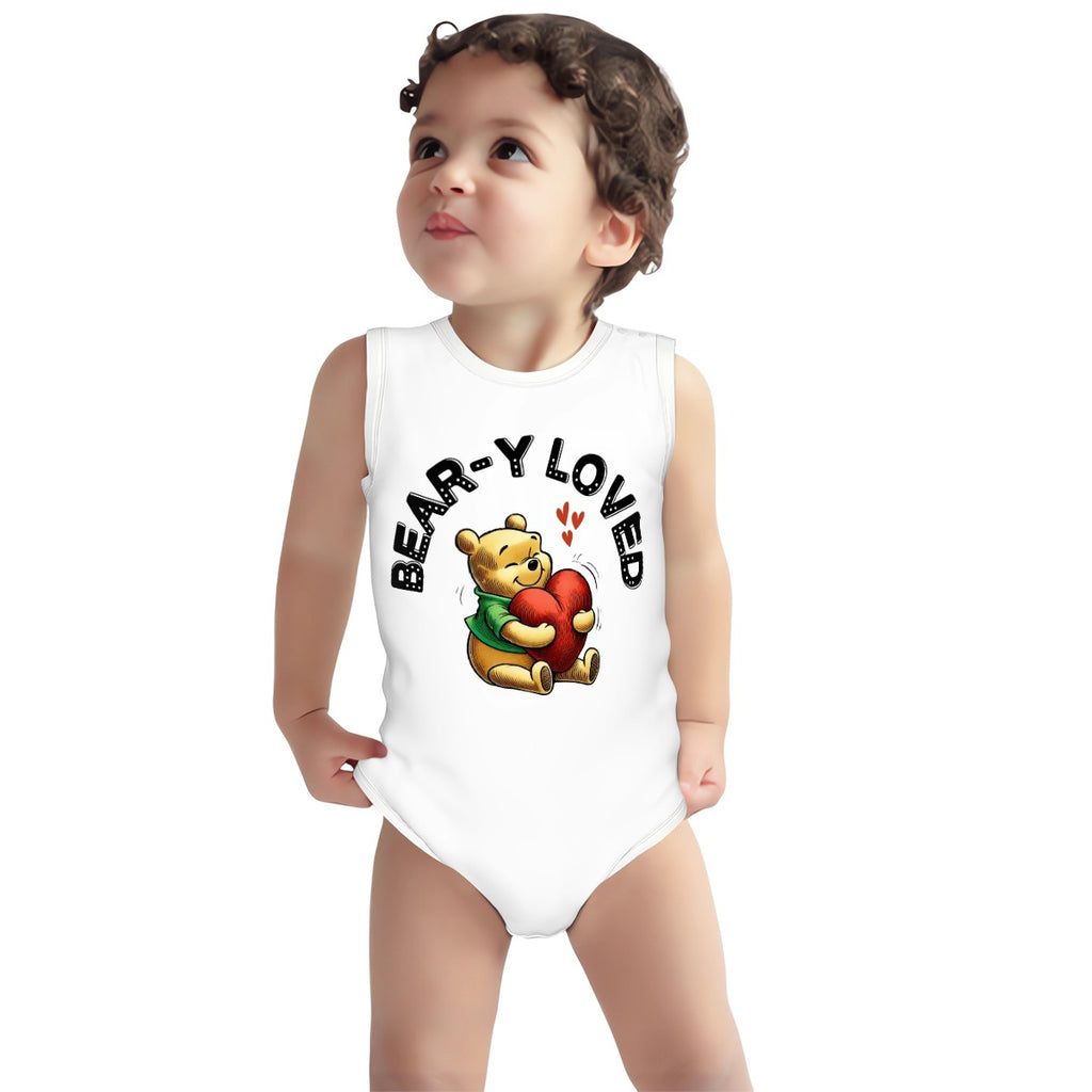 Baby Bear Onesie® Cotton Sleeveless Summer Pooh Bodysuit Newborn To 2T, White