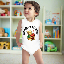 Load image into Gallery viewer, Baby Bear Onesie® Cotton Sleeveless Summer Pooh Bodysuit Newborn To 2T, White