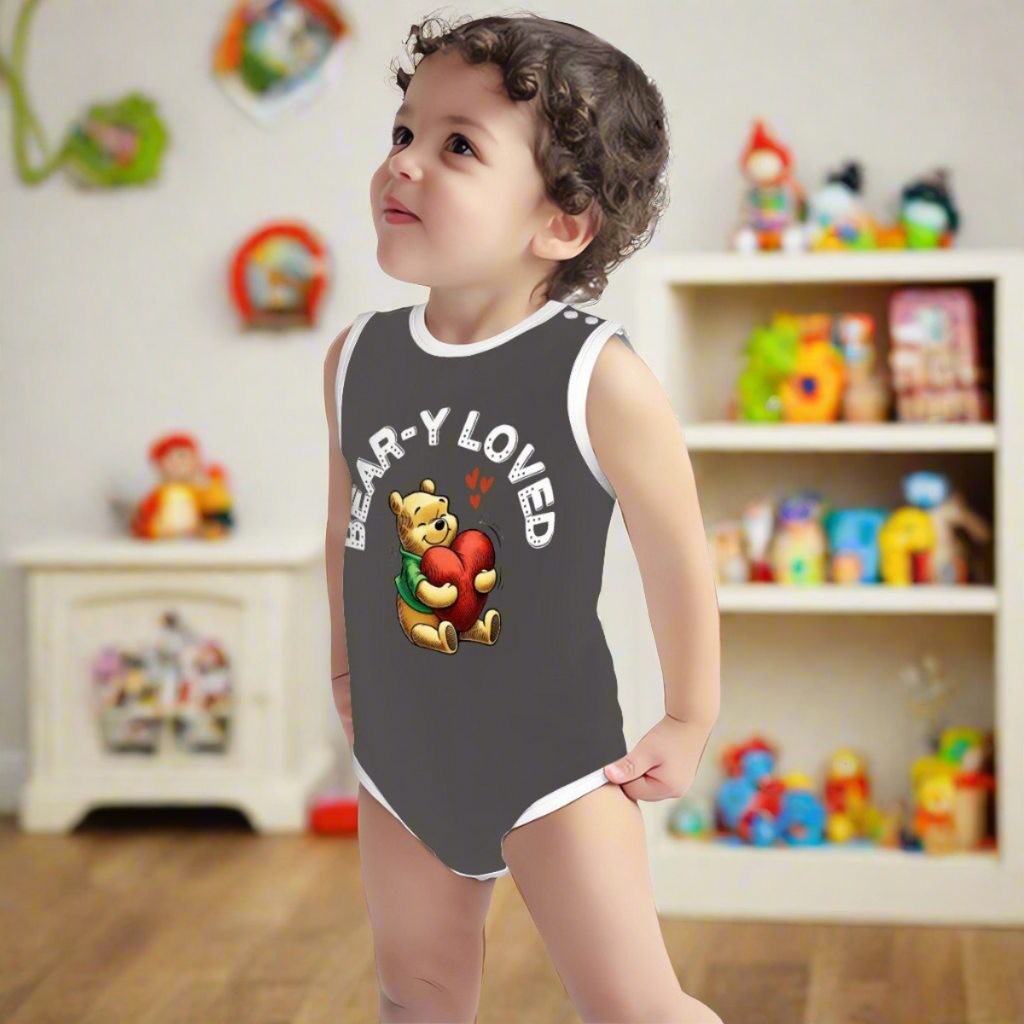 Baby Bear Onesie® Cotton Sleeveless Summer Pooh Bodysuit Newborn To 2T, Pepper