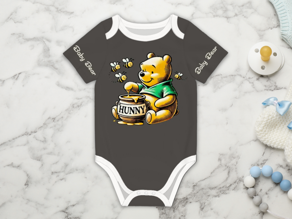 Baby Onesie® Short Sleeve Pooh Baby Bear Bodysuit Newborn To 2T, Pepper