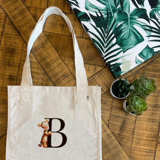 Tigger Monogram Tote Personalized Canvas Tote Bag Eco Friendly Pure Organic Cotton