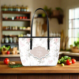 Floral Leather Tote Bag Personalized For Baby Genuine Cross-Grain Leather for Baby Shower