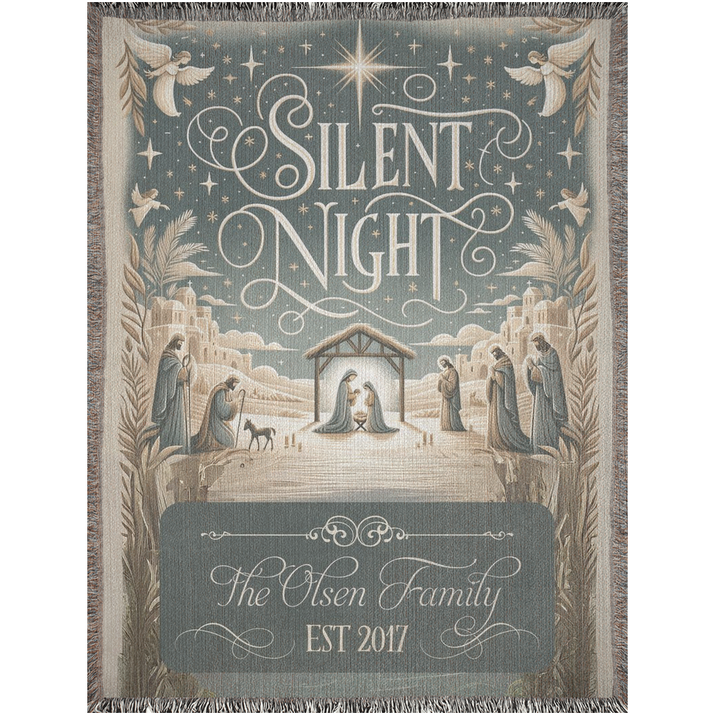 Silent Night Family Name Custom Woven Blanket