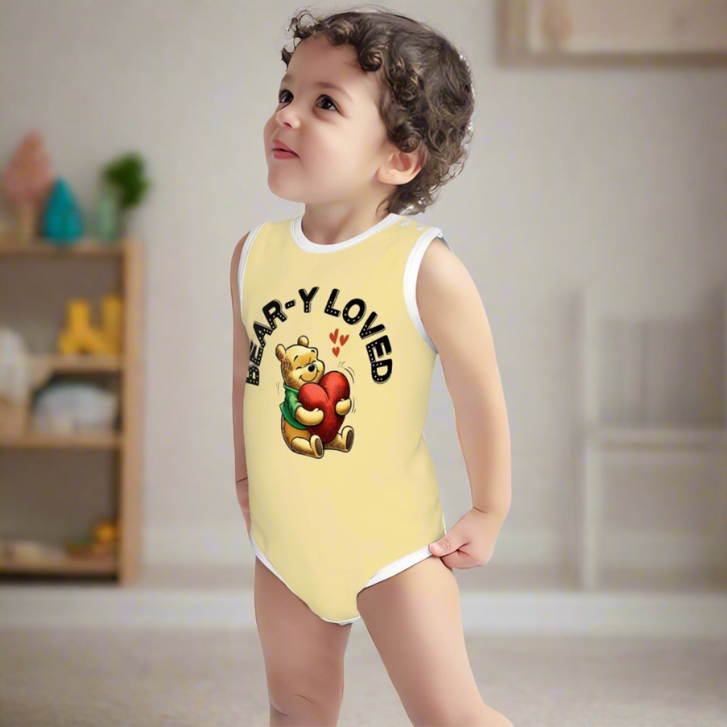 Baby Bear Onesie® Cotton Sleeveless Summer Pooh Bodysuit Newborn To 2T, Butter