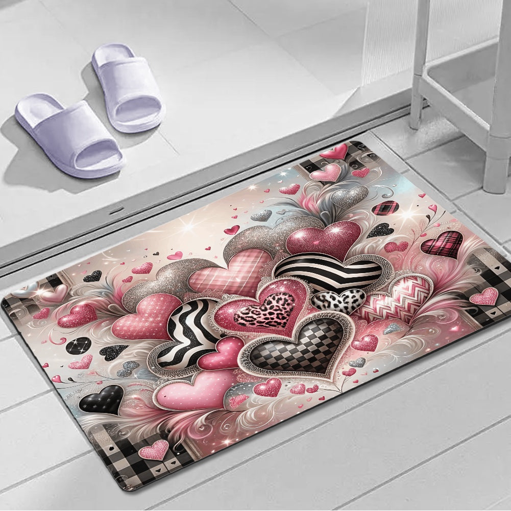 Hearts 5 Thin rectangular floor mat