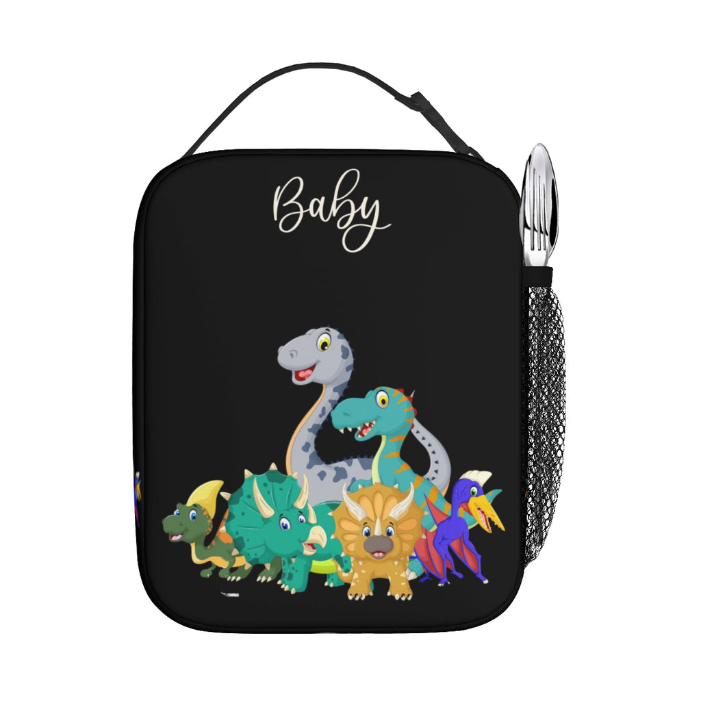 Personalized School Backpack Bag Insulated Lunch Tote Bag Pencil Bag Pouch Set of 3 for School With Cute Dinosaurs