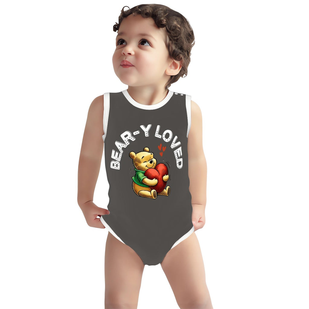 Baby Bear Onesie® Cotton Sleeveless Summer Pooh Bodysuit Newborn To 2T, Pepper