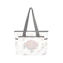 Load image into Gallery viewer, Personalized  Diaper Bag Tote Light Pink Floral and Gray - Waterproof Mommy Bag Tote