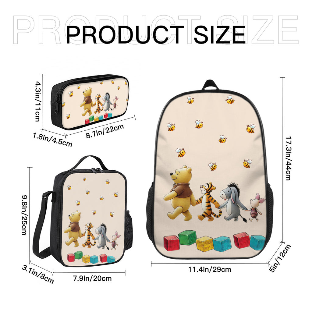 Pooh and Friends Backpack School Bags Set of 3