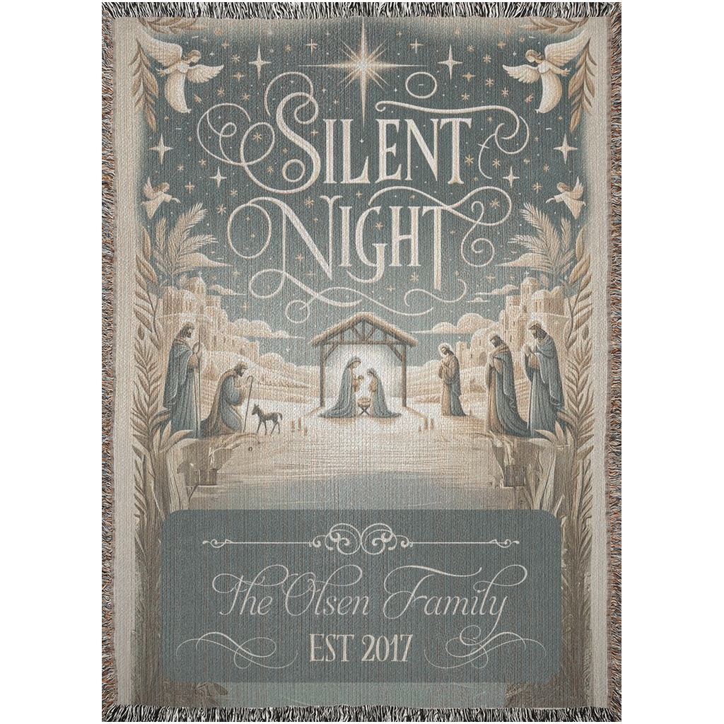 Silent Night Family Name Custom Woven Blanket