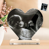 Custom Ultrasound Photo Heart Shaped Acrylic Plaque Gift for Expectant Mother