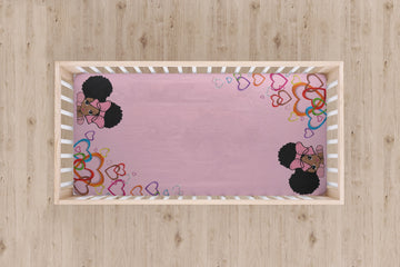 Designer Jersey Fitted Crib Sheet - African American Baby Girl With Natural Pigtails