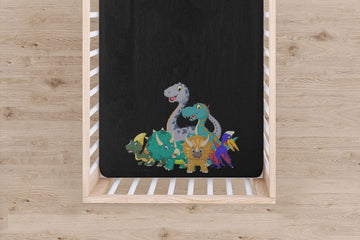 Designer Jersey Fitted Crib Sheet - Dinosaur Friends