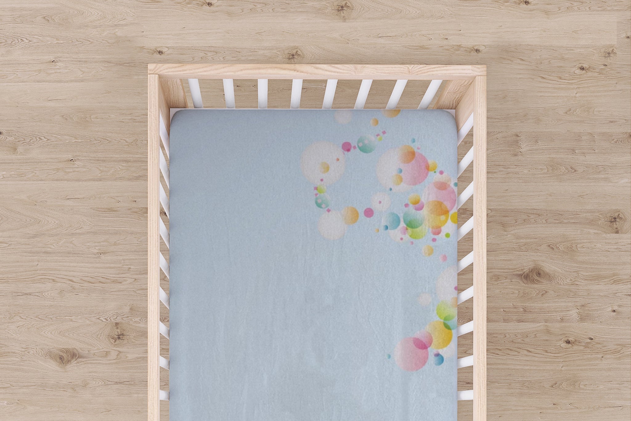 Jersey Fitted Crib Sheet - Baby Blue with Bubbles