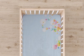 Jersey Fitted Crib Sheet - Baby Blue with Bubbles
