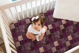 Designer Jersey Fitted Crib Sheet - Purple and Tan Quilt-Like Plaid