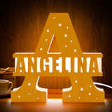 Personalized Initial Baby Name Wooden Night Light Custom Letter Lamp Room Decor