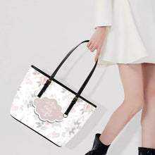 Load image into Gallery viewer, Floral Leather Tote Bag Personalized For Baby Genuine Cross-Grain Leather for Baby Shower