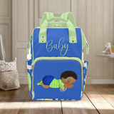 Diaper Bag Backpack | Cutest Sleepy African American Baby Boy With Bling Waterproof Backpack