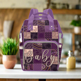 Diaper Bag Backpack - Soft Purple, Tan And Gold Quiltwork Diaper Bag Backpack