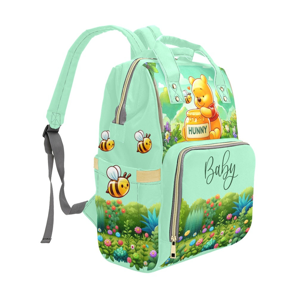 Personalized Diaper Bag - Pooh Bear Honeybee Love in the 100 Acre Wood Diaper Bag Backpack