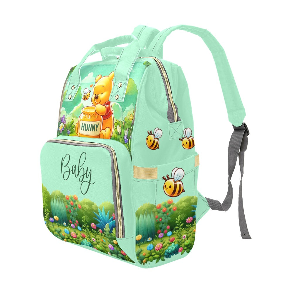 Personalized Diaper Bag - Pooh Bear Honeybee Love in the 100 Acre Wood Diaper Bag Backpack