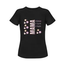 Load image into Gallery viewer, Personalized MAMA T-shirt With Kids Names Retro Floral in Classic Colors 100% Cotton Jersey Knit